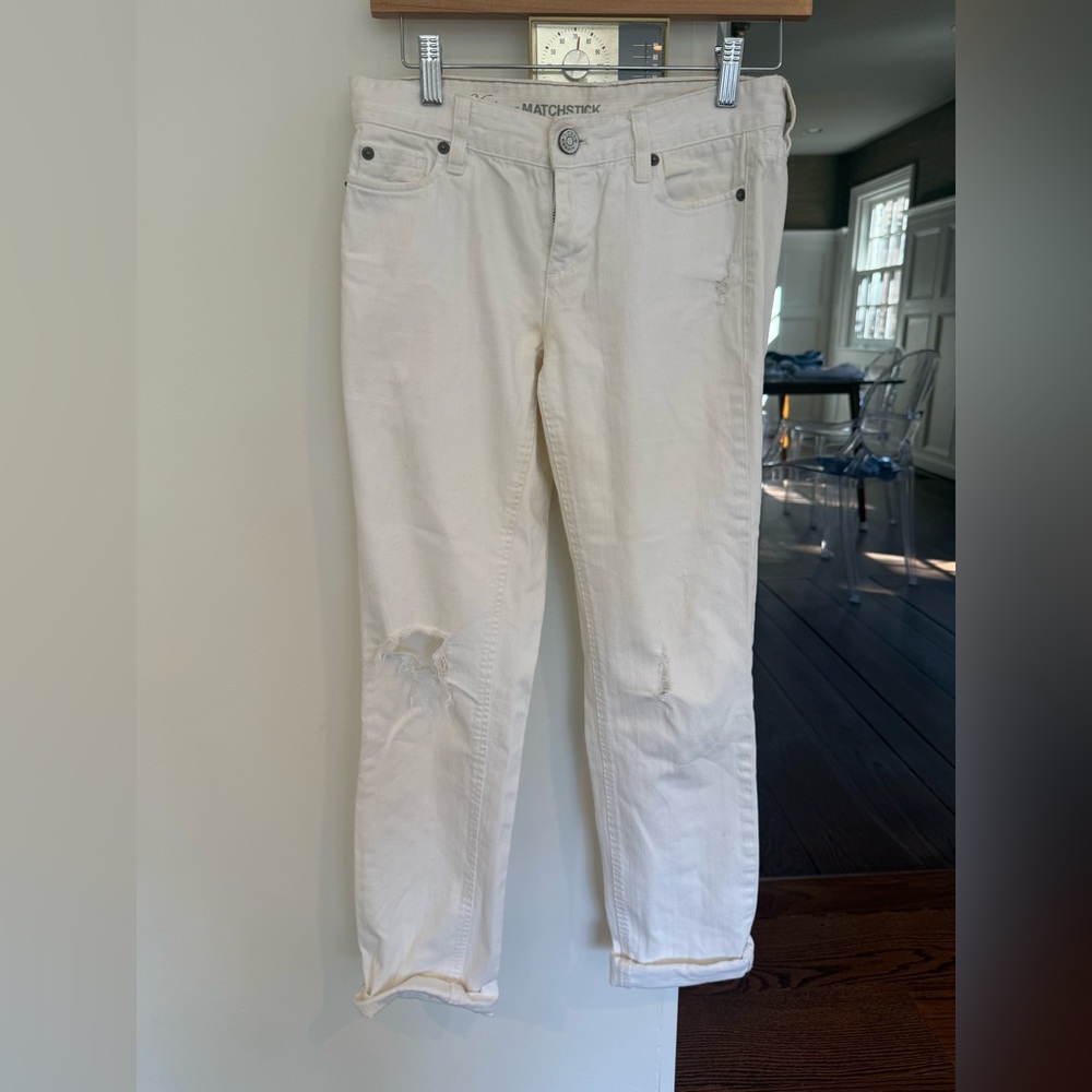 JCrew White Matchstick Distressed Jeans